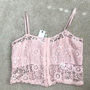 Pink Crotchet Crop Top